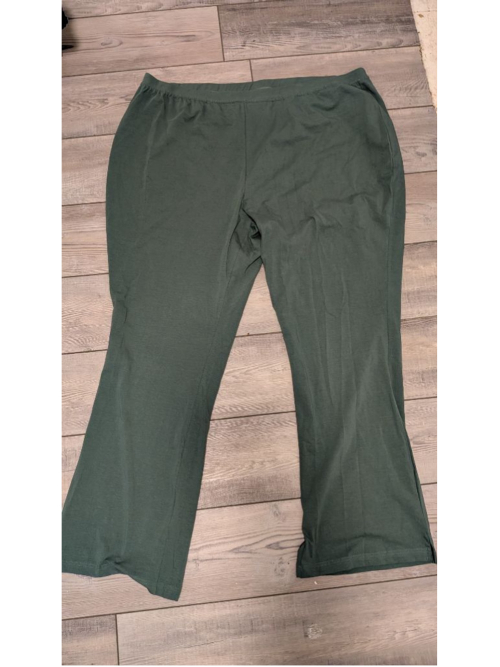Woman Within Olive Green Pull On Wide Leg Lounge Casual Knit Pants 3X Tall